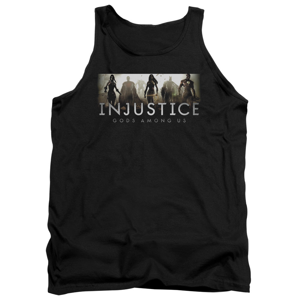 AN OFFCIALLY LICENSED INJUSTICE GODS AMONG US LOGO ADULT UNISEX TANK TOP BLACK