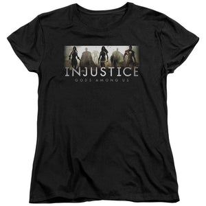 AN OFFCIALLY LICENSED INJUSTICE GODS AMONG US LOGO WOMEN'S REGULAR FIT T-SHIRT BLACK