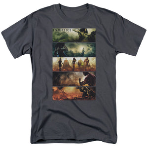 AN OFFCIALLY LICENSED INJUSTICE GODS AMONG US PANELS MEN'S REGULAR FIT T-SHIRT CHARCOAL
