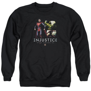 AN OFFCIALLY LICENSED INJUSTICE GODS AMONG US SUPERMANS REVENGE ADULT UNISEX CREWNECK SWEATSHIRT BLACK