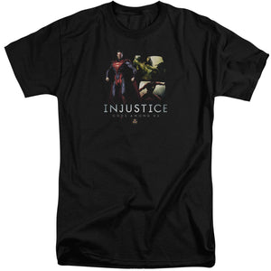 AN OFFCIALLY LICENSED INJUSTICE GODS AMONG US SUPERMANS REVENGE MEN'S TALL FIT T-SHIRT BLACK