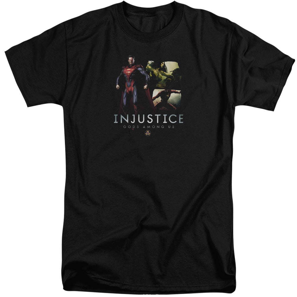 AN OFFCIALLY LICENSED INJUSTICE GODS AMONG US SUPERMANS REVENGE MEN'S TALL FIT T-SHIRT BLACK