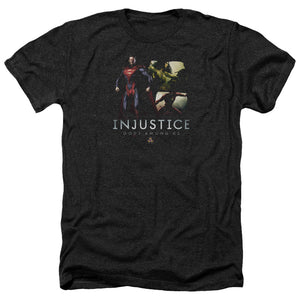 AN OFFCIALLY LICENSED INJUSTICE GODS AMONG US SUPERMANS REVENGE MEN'S HEATHER T-SHIRT CHARCOAL