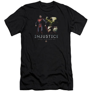 AN OFFCIALLY LICENSED INJUSTICE GODS AMONG US SUPERMANS REVENGE MEN'S PREMIUM SLIM FIT T-SHIRT BLACK