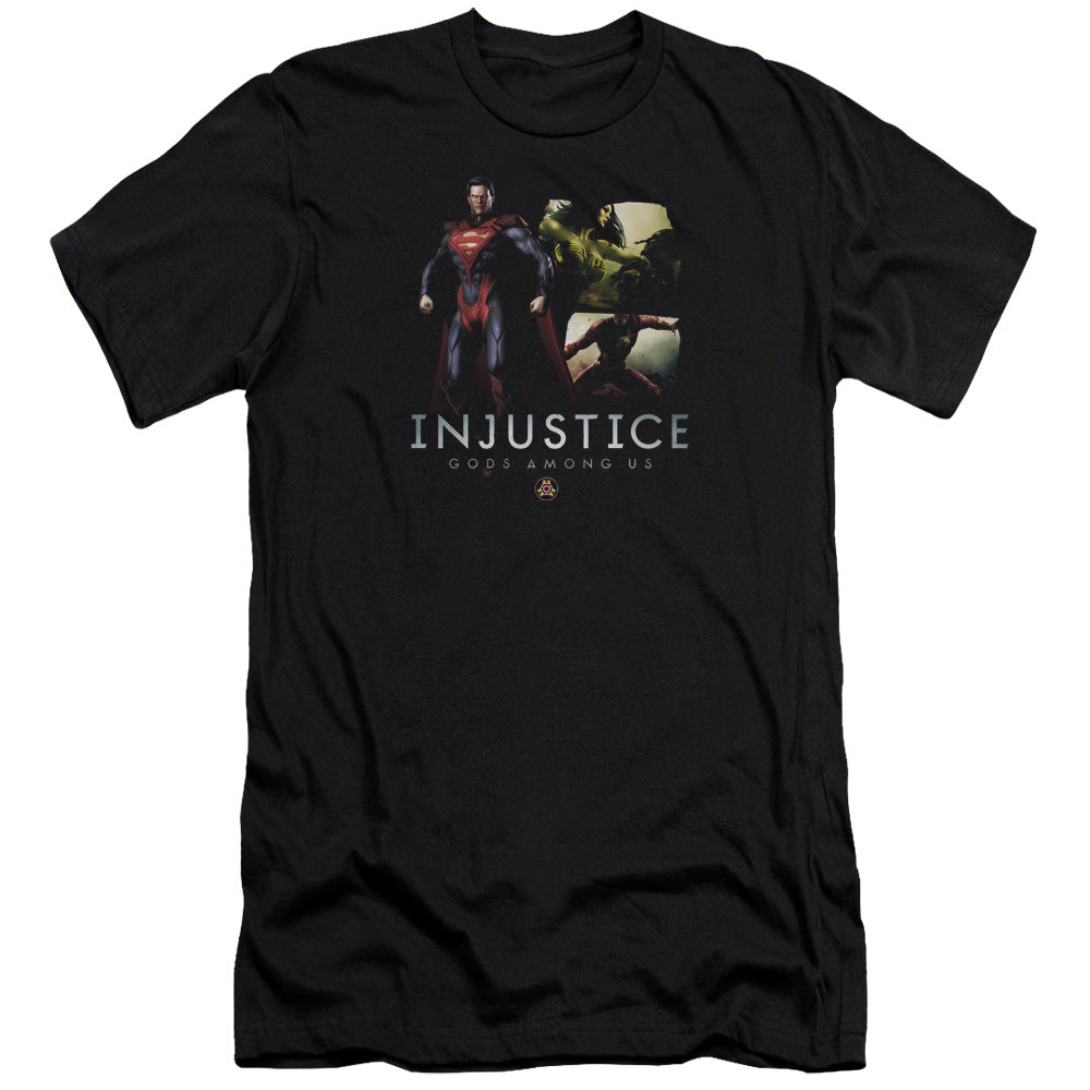 AN OFFCIALLY LICENSED INJUSTICE GODS AMONG US SUPERMANS REVENGE MEN'S PREMIUM SLIM FIT T-SHIRT BLACK
