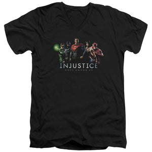 AN OFFCIALLY LICENSED INJUSTICE GODS AMONG US INJUSTICE LEAGUE MEN'S V-NECK T-SHIRT BLACK