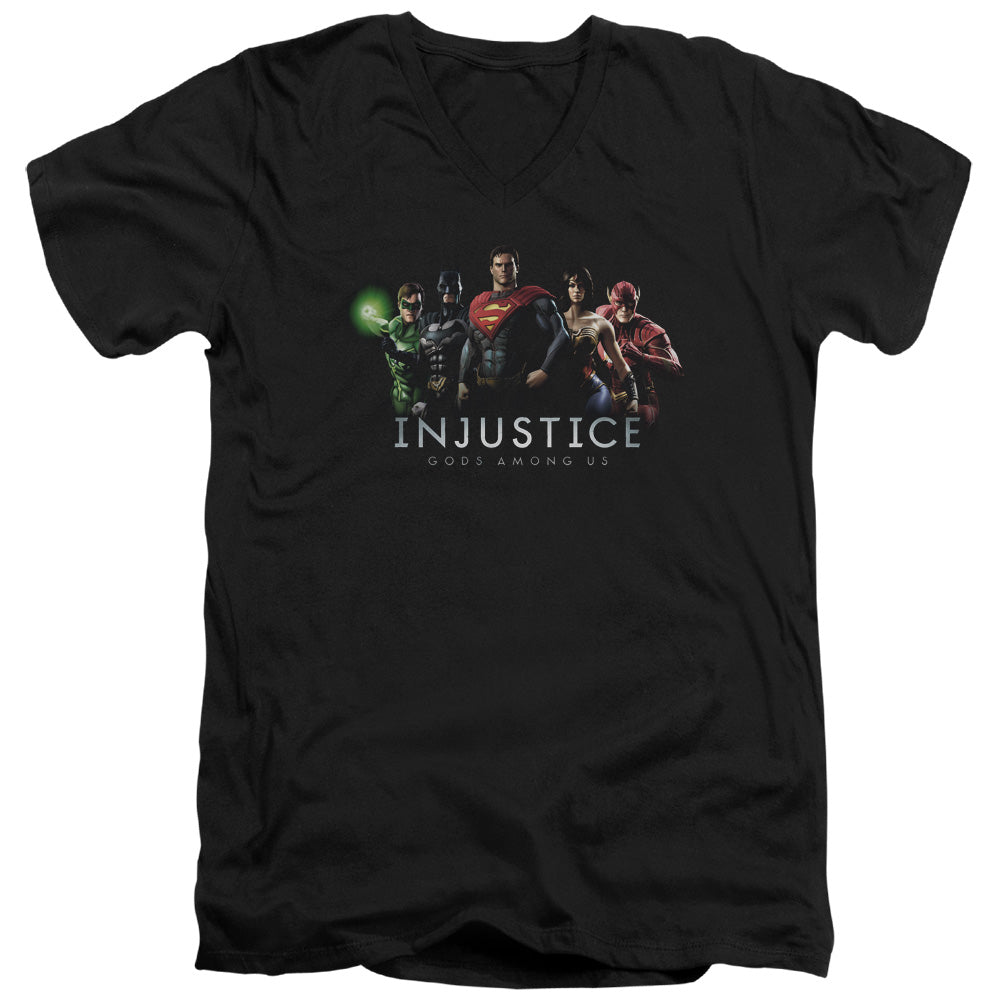 AN OFFCIALLY LICENSED INJUSTICE GODS AMONG US INJUSTICE LEAGUE MEN'S V-NECK T-SHIRT BLACK