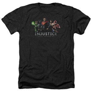 AN OFFCIALLY LICENSED INJUSTICE GODS AMONG US INJUSTICE LEAGUE MEN'S HEATHER T-SHIRT CHARCOAL