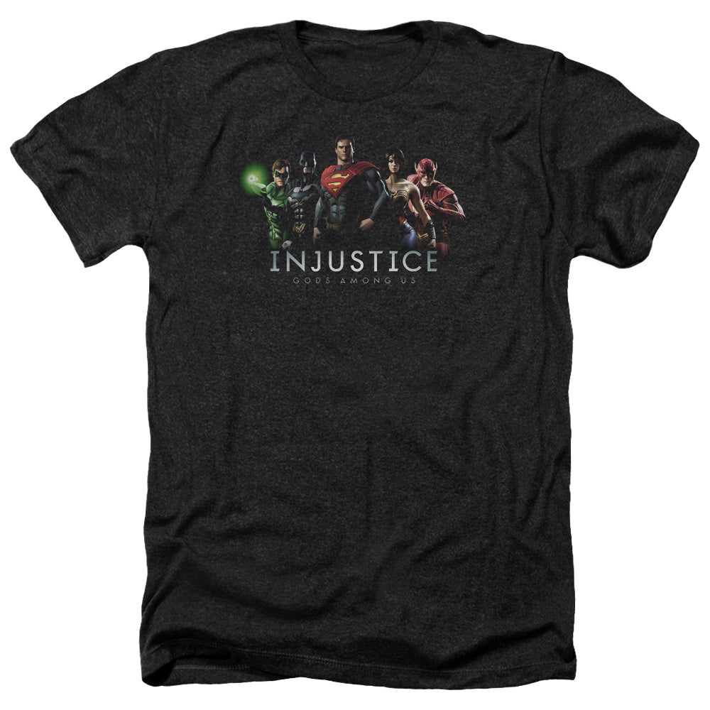 AN OFFCIALLY LICENSED INJUSTICE GODS AMONG US INJUSTICE LEAGUE MEN'S HEATHER T-SHIRT CHARCOAL