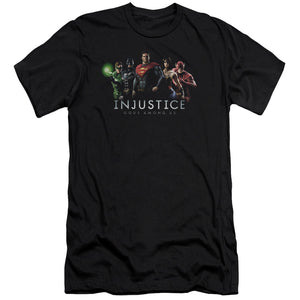 AN OFFCIALLY LICENSED INJUSTICE GODS AMONG US INJUSTICE LEAGUE MEN'S PREMIUM SLIM FIT T-SHIRT BLACK
