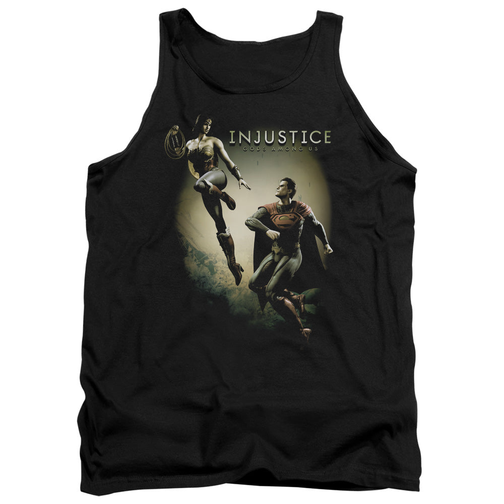 AN OFFCIALLY LICENSED INJUSTICE GODS AMONG US BATTLE OF THE GODS ADULT UNISEX TANK TOP BLACK