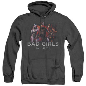 AN OFFCIALLY LICENSED INJUSTICE GODS AMONG US BAD GIRLS ADULT UNISEX HEATHER PULLOVER HOODIE BLACK