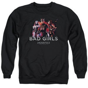 AN OFFCIALLY LICENSED INJUSTICE GODS AMONG US BAD GIRLS ADULT UNISEX CREWNECK SWEATSHIRT BLACK