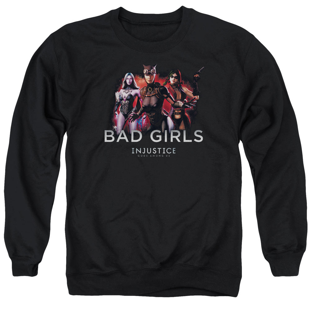 AN OFFCIALLY LICENSED INJUSTICE GODS AMONG US BAD GIRLS ADULT UNISEX CREWNECK SWEATSHIRT BLACK