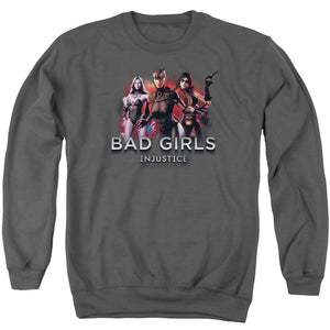 AN OFFCIALLY LICENSED INJUSTICE GODS AMONG US BAD GIRLS ADULT UNISEX CREWNECK SWEATSHIRT CHARCOAL