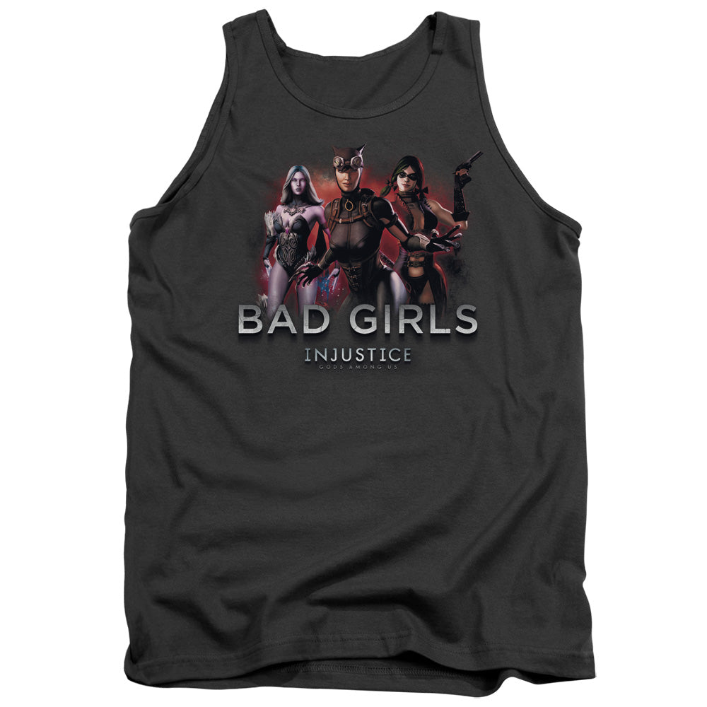 AN OFFCIALLY LICENSED INJUSTICE GODS AMONG US BAD GIRLS ADULT UNISEX TANK TOP CHARCOAL