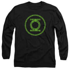 AN OFFCIALLY LICENSED GREEN LANTERN ST. PATRICK'S DAY SHAMROCK LOGO MEN'S LONG SLEEVE T-SHIRT BLACK