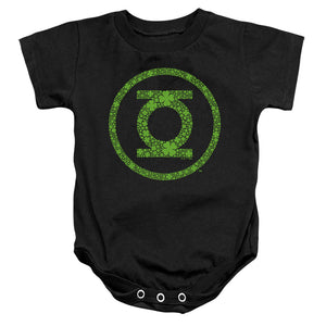 AN OFFCIALLY LICENSED GREEN LANTERN ST. PATRICK'S DAY SHAMROCK LOGO BABY BODYSUIT BLACK