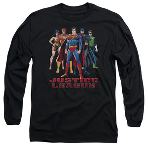 AN OFFCIALLY LICENSED JLA IN LEAGUE MEN'S LONG SLEEVE T-SHIRT BLACK
