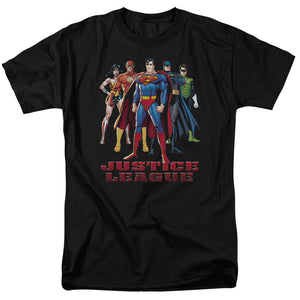 AN OFFCIALLY LICENSED JLA IN LEAGUE MEN'S REGULAR FIT T-SHIRT BLACK