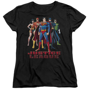 AN OFFCIALLY LICENSED JLA IN LEAGUE WOMEN'S REGULAR FIT T-SHIRT BLACK