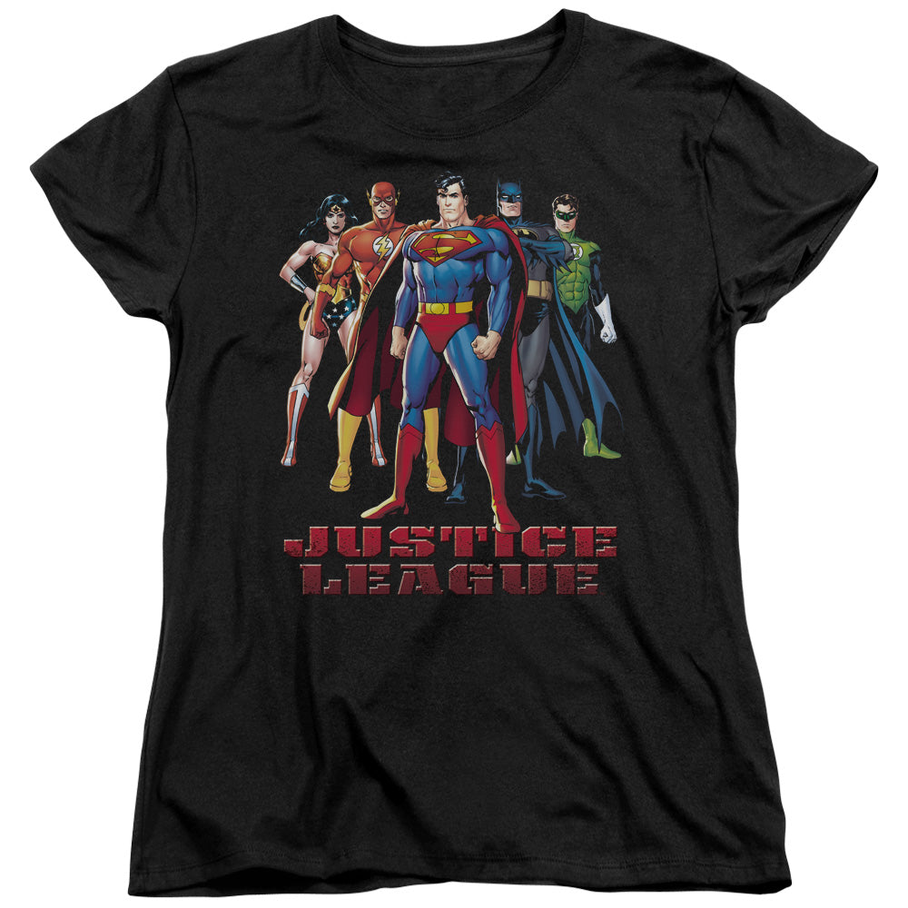 AN OFFCIALLY LICENSED JLA IN LEAGUE WOMEN'S REGULAR FIT T-SHIRT BLACK