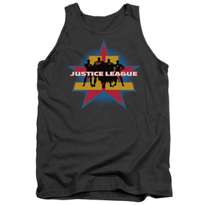 AN OFFCIALLY LICENSED JLA STAND TALL ADULT UNISEX TANK TOP CHARCOAL
