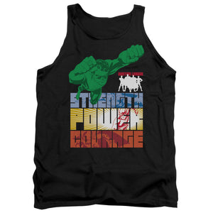 AN OFFCIALLY LICENSED JLA HEROIC QUALITIES ADULT UNISEX TANK TOP BLACK