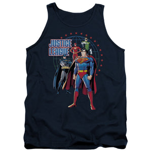 AN OFFCIALLY LICENSED JLA PROTECTORS ADULT UNISEX TANK TOP NAVY