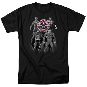 AN OFFCIALLY LICENSED JLA SHADES OF GRAY MEN'S REGULAR FIT T-SHIRT BLACK