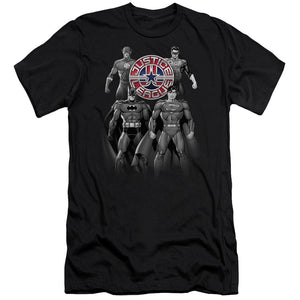 AN OFFCIALLY LICENSED JLA SHADES OF GRAY MEN'S PREMIUM SLIM FIT T-SHIRT BLACK