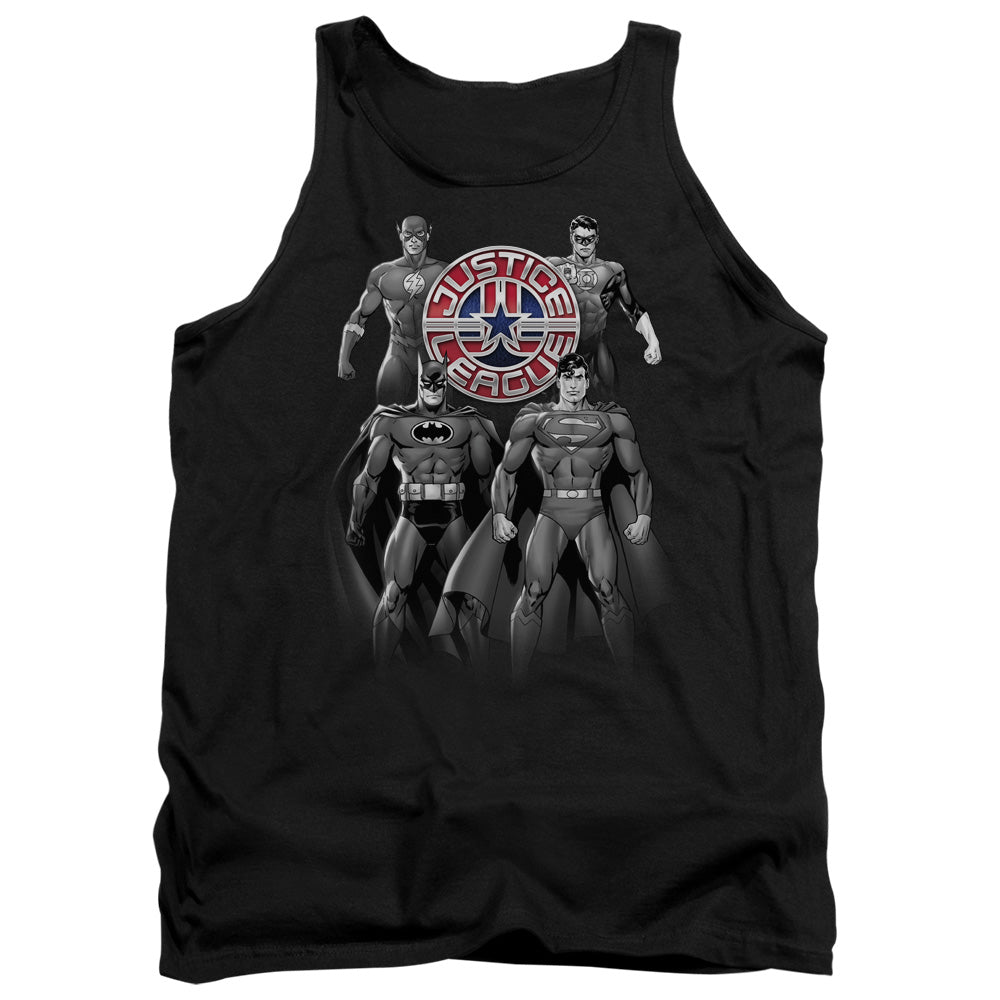 AN OFFCIALLY LICENSED JLA SHADES OF GRAY ADULT UNISEX TANK TOP BLACK