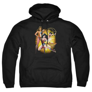 AN OFFCIALLY LICENSED JLA WONDER WOMAN ADULT UNISEX PULLOVER HOODIE BLACK