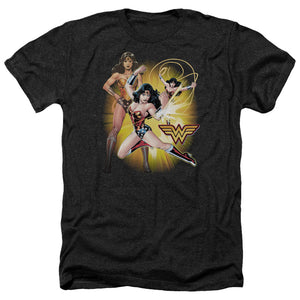 AN OFFCIALLY LICENSED JLA WONDER WOMAN MEN'S HEATHER T-SHIRT CHARCOAL