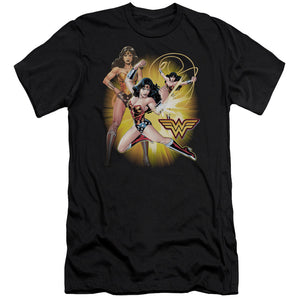 AN OFFCIALLY LICENSED JLA WONDER WOMAN MEN'S PREMIUM SLIM FIT T-SHIRT BLACK