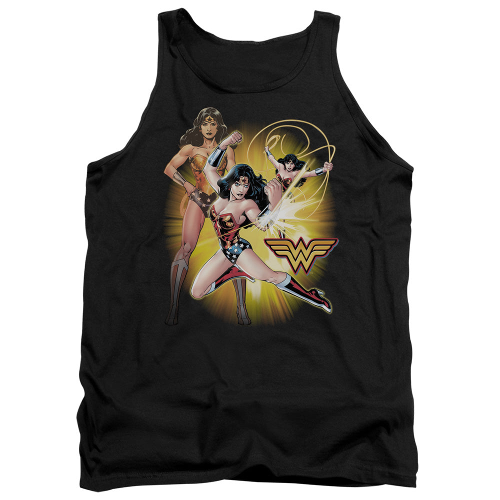 AN OFFCIALLY LICENSED JLA WONDER WOMAN ADULT UNISEX TANK TOP BLACK