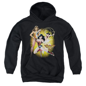AN OFFCIALLY LICENSED JLA WONDER WOMAN YOUTH HOODIE BLACK