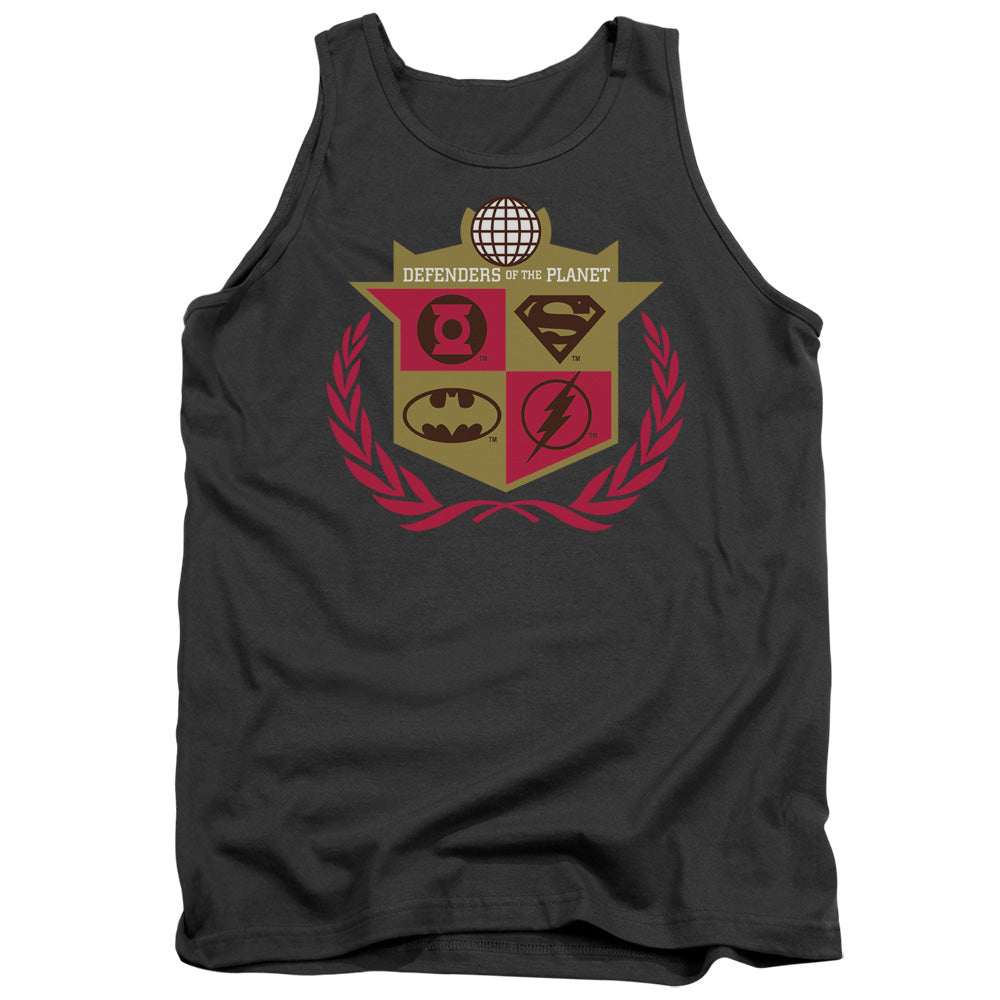 AN OFFCIALLY LICENSED JLA DEFENDERS ADULT UNISEX TANK TOP CHARCOAL