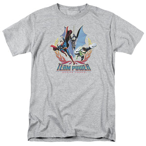 AN OFFCIALLY LICENSED JLA TEAM POWER MEN'S REGULAR FIT T-SHIRT ATHLETIC HEATHER