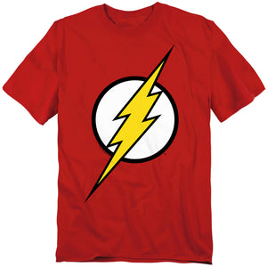 AN OFFCIALLY LICENSED JLA FLASH LOGO MEN'S REGULAR FIT T-SHIRT RED