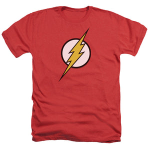 AN OFFCIALLY LICENSED JLA FLASH LOGO MEN'S HEATHER T-SHIRT RED