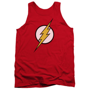 AN OFFCIALLY LICENSED JLA FLASH LOGO ADULT UNISEX TANK TOP RED