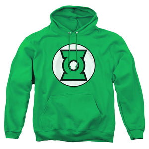 AN OFFCIALLY LICENSED JLA GREEN LANTERN LOGO ADULT UNISEX PULLOVER HOODIE KELLY GREEN