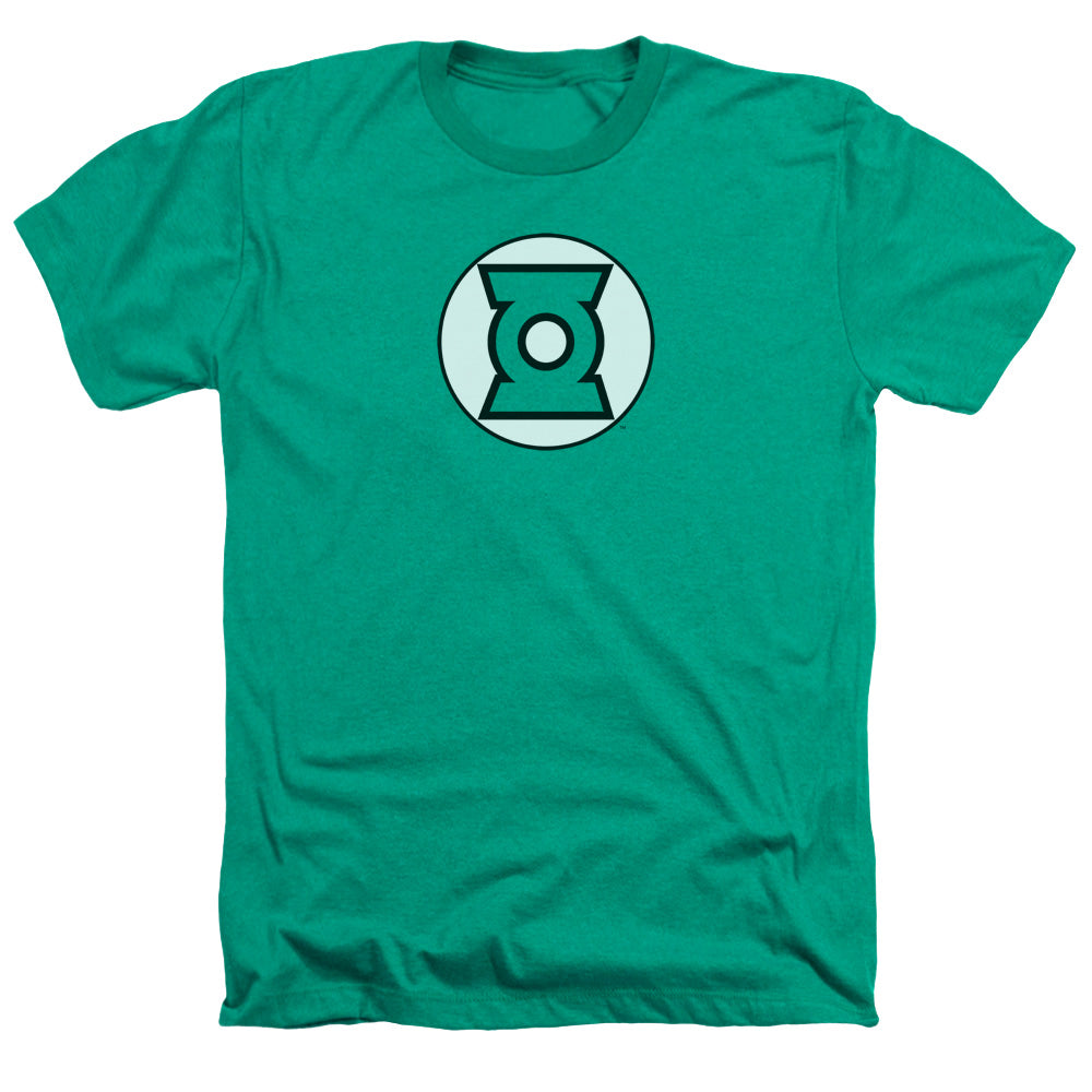 AN OFFCIALLY LICENSED JLA GREEN LANTERN LOGO MEN'S HEATHER T-SHIRT KELLY GREEN