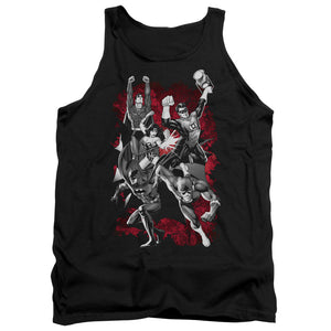 AN OFFCIALLY LICENSED JLA JLA EXPLOSION ADULT UNISEX TANK TOP BLACK