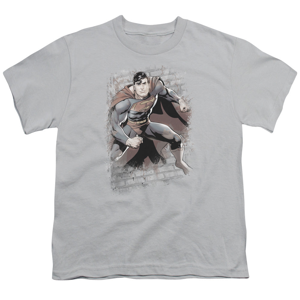 JLA Superman Bricks Licensed Kid's T-Shirt (Ages 4-7) XL