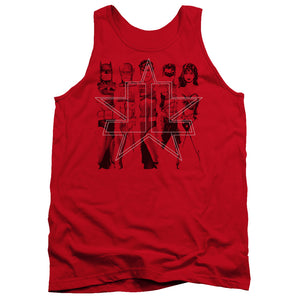 AN OFFCIALLY LICENSED JLA FIVE STARS ADULT UNISEX TANK TOP RED
