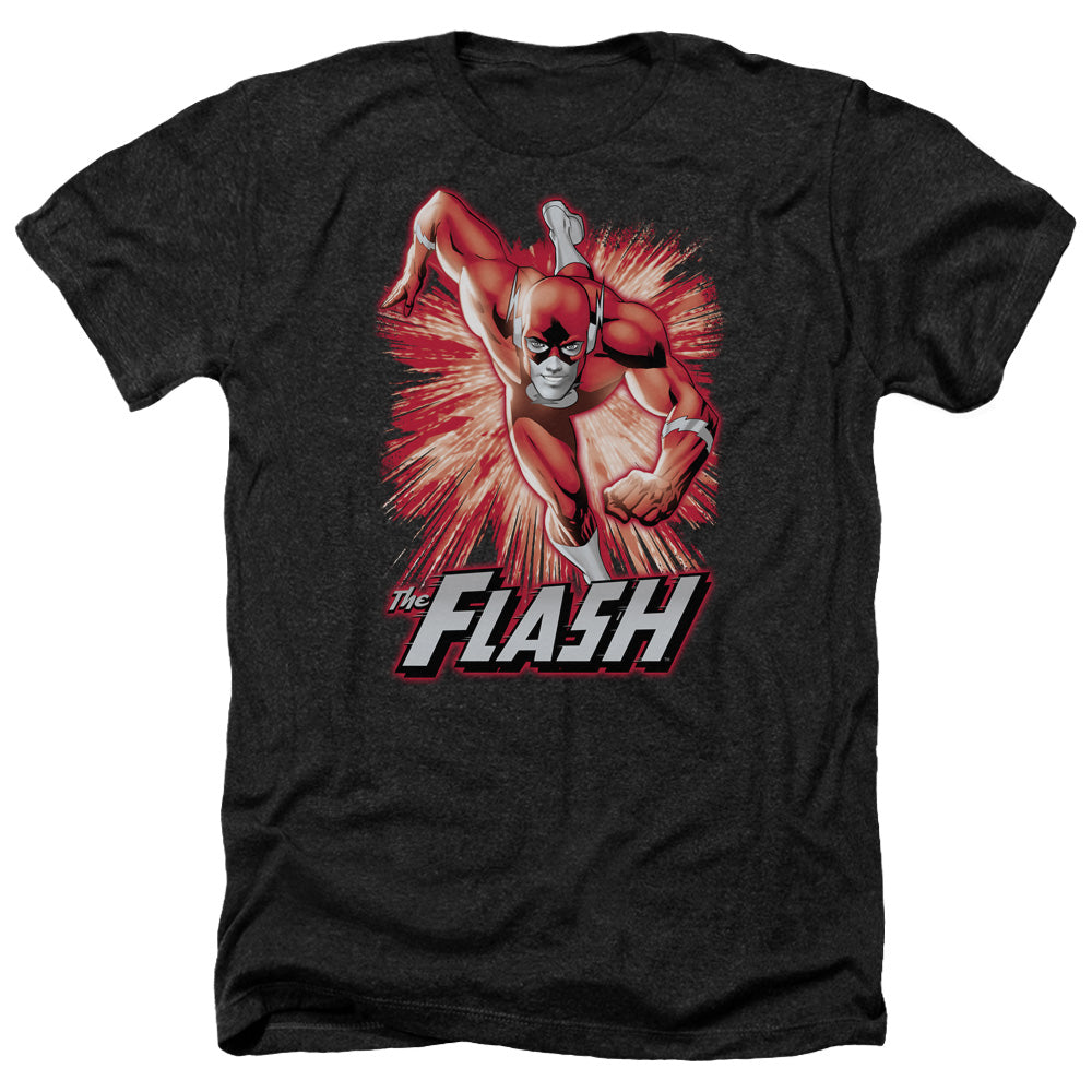 AN OFFCIALLY LICENSED JLA FLASH RED & GRAY MEN'S HEATHER T-SHIRT CHARCOAL