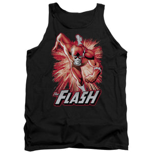 AN OFFCIALLY LICENSED JLA FLASH RED & GRAY ADULT UNISEX TANK TOP BLACK