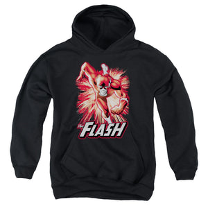 AN OFFCIALLY LICENSED JLA FLASH RED & GRAY YOUTH HOODIE BLACK